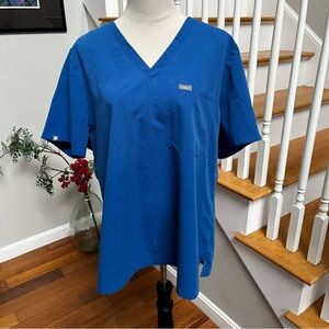 FIGS Blue Women’s XXL Technical Collection V-neck Top Shirt Scrubs